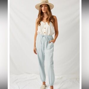 Anthropologie Cloth & Stone Light Blue Joggers, NWT, Size Large